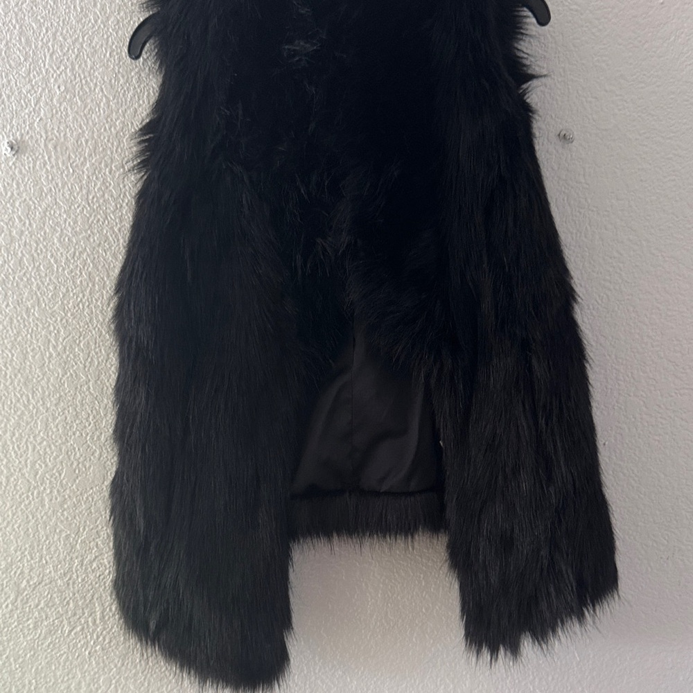Vintage Black Faux Fur Women's Vest